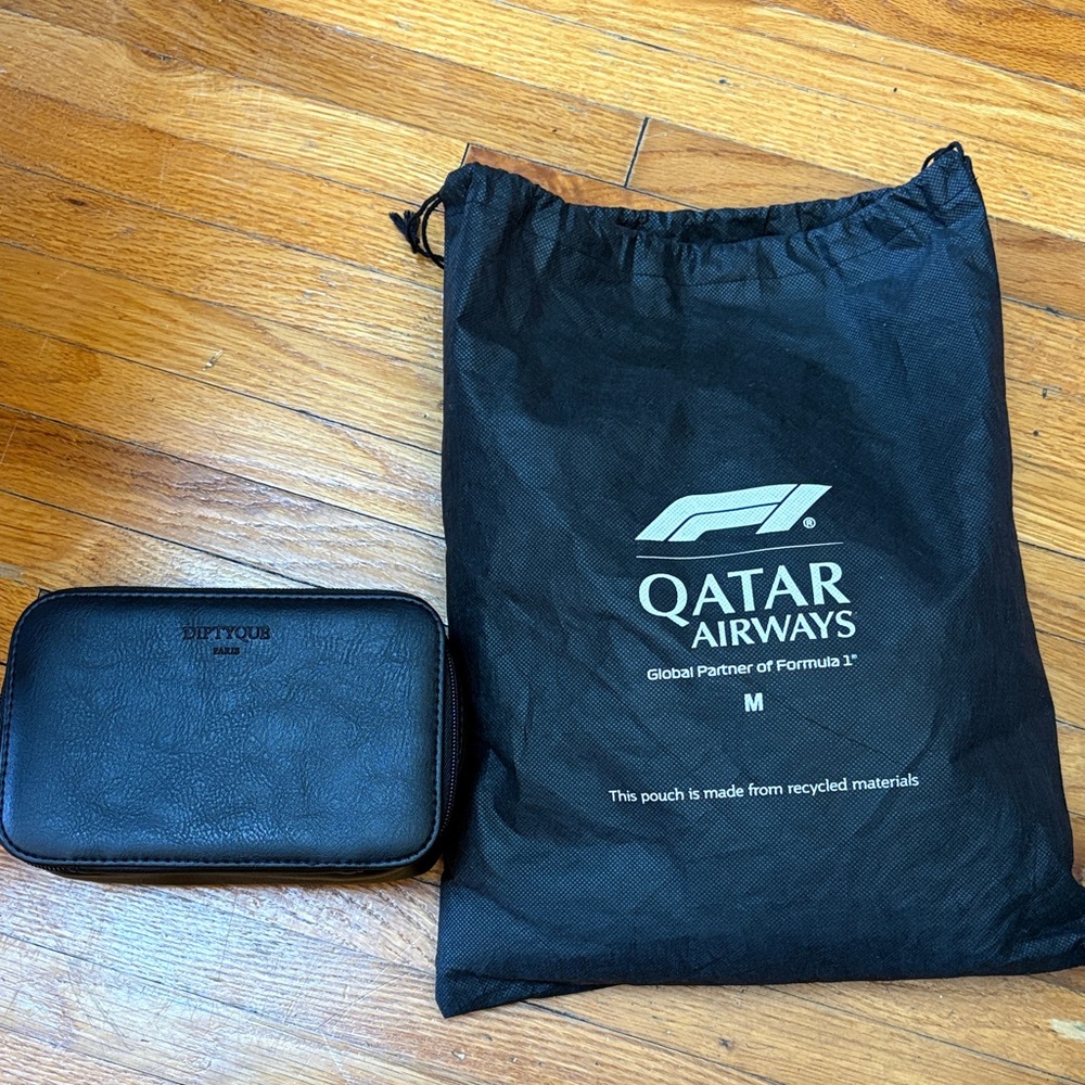 Qatar Airways business class diptique amenity kit F1 pajamas men